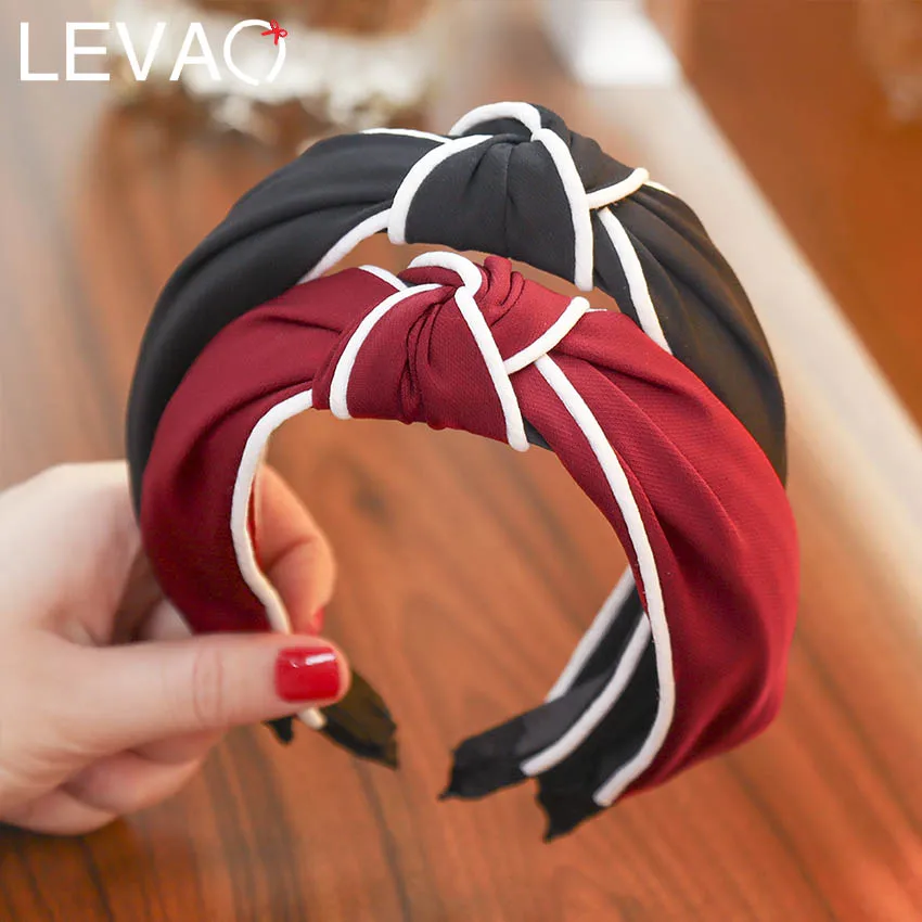 

LEVAO Women Bezel Korean Style Hairband Female Girls Casual Elegant Cloth Cross Knot Patchwork Hair Accessories Headwear