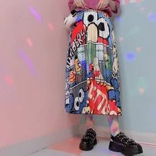 Длинная юбка со складками и веселые детские юбки средней длины с узким рисунком