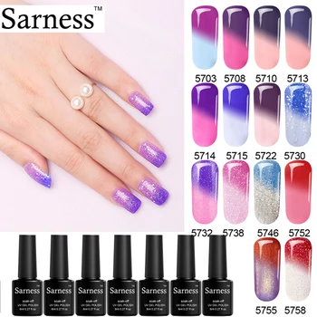 

Sarness Temperature Change UV Gel Varnish Gradient Colorful Lacquer Enamel Chameleon Top Base Coat Gel Thermo Gel Nail Polish