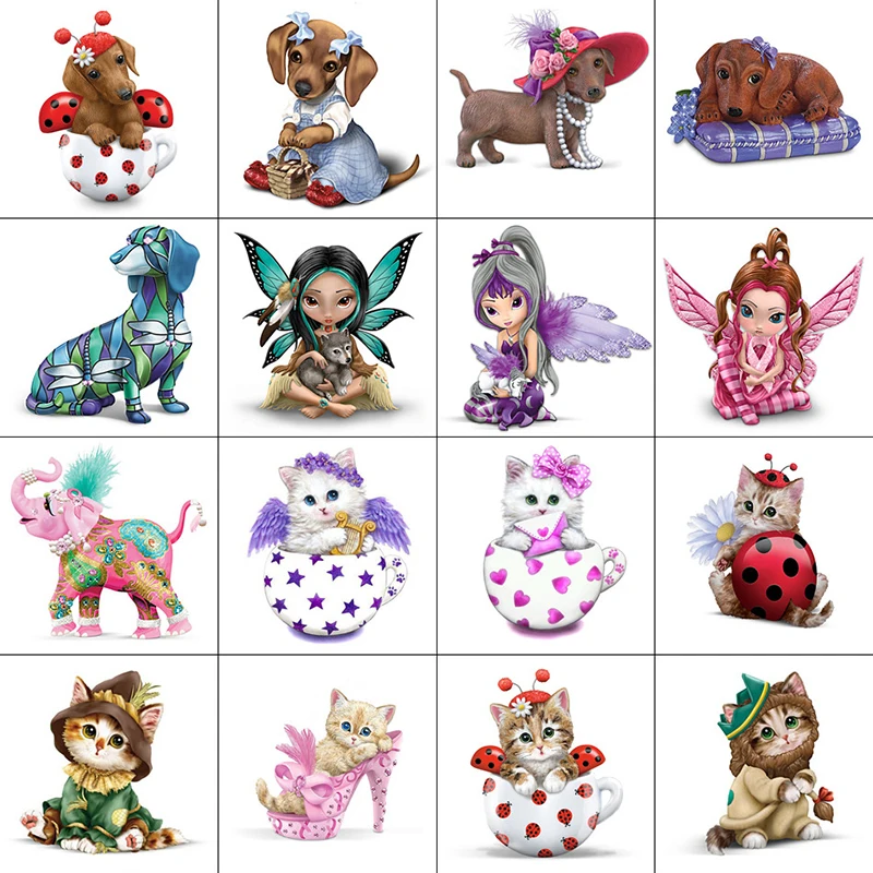 

5D DIY Diamond Painting Cartoon Cat Diamond Embroidery Cross Stitch Elephant Dog Needlework Home Decorative Mosaic