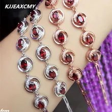 KJJEAXCMY ювелирные изделия 925 Серебряный инкрустированный натуральный гранатовый браслет женщины