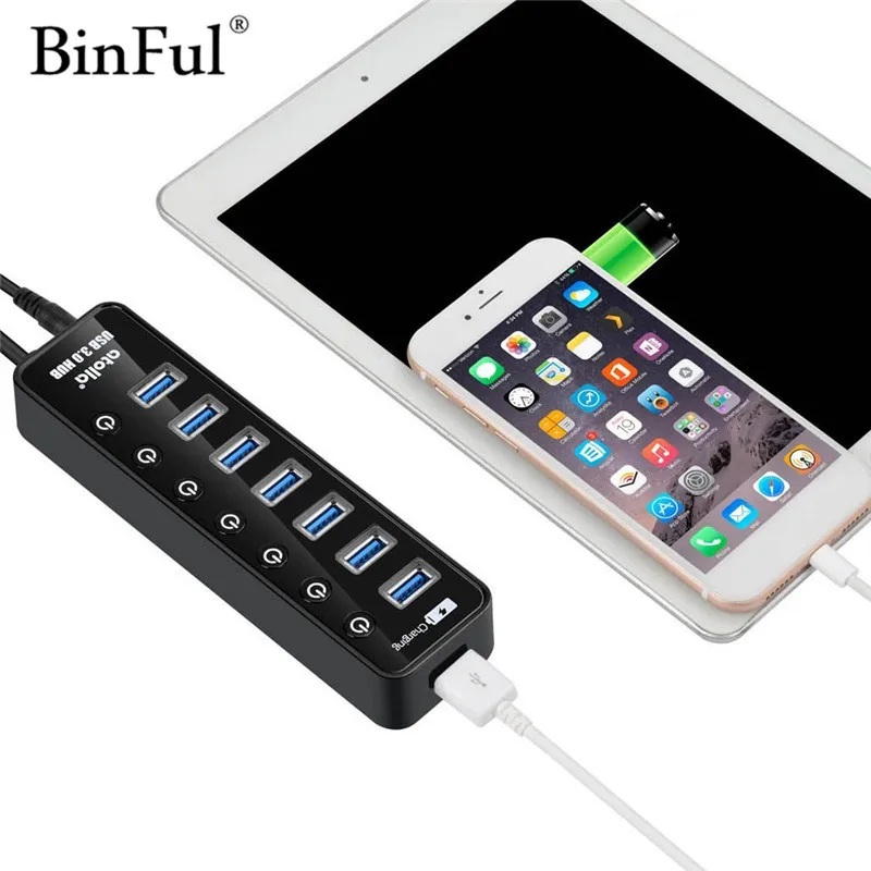 BinFul USB 3 0 концентратор 4 7 портов супер скорость 5 Гбит/с usb с 1 зарядным портом