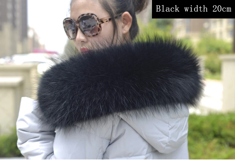 Большой размер натуральный черный енот меховой воротник шарф для женщин зимнее пальто шапка теплый воротник из натурального меха шарфы