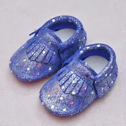 Модная обувь из натуральной кожи в горошек первые ходоки для новорожденных детей детские мокасины для малышей сапоги с бахромой для От 0 до