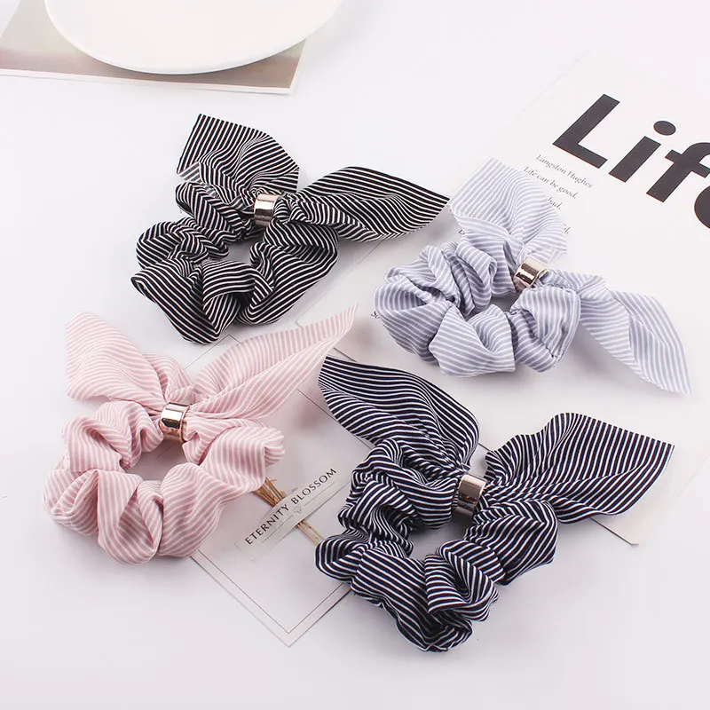 

Korean Women Elastic Hair Bands Ponytail Metal Holder Hair Scrunchies Bowknots Hair Ropes Girls Hair Accessories Rubber Band