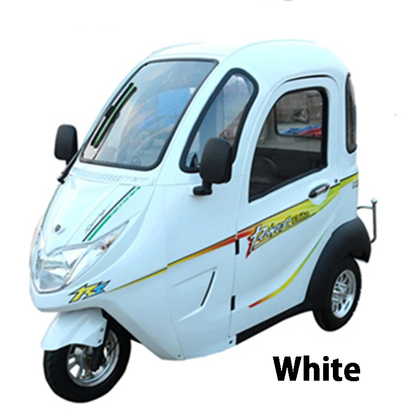 Трехколесный электрический самокат для взрослых 20AH 1000 Вт удобный полностью закрытый аккумулятор дифференциальный двигатель электромобиль - Цвет: White