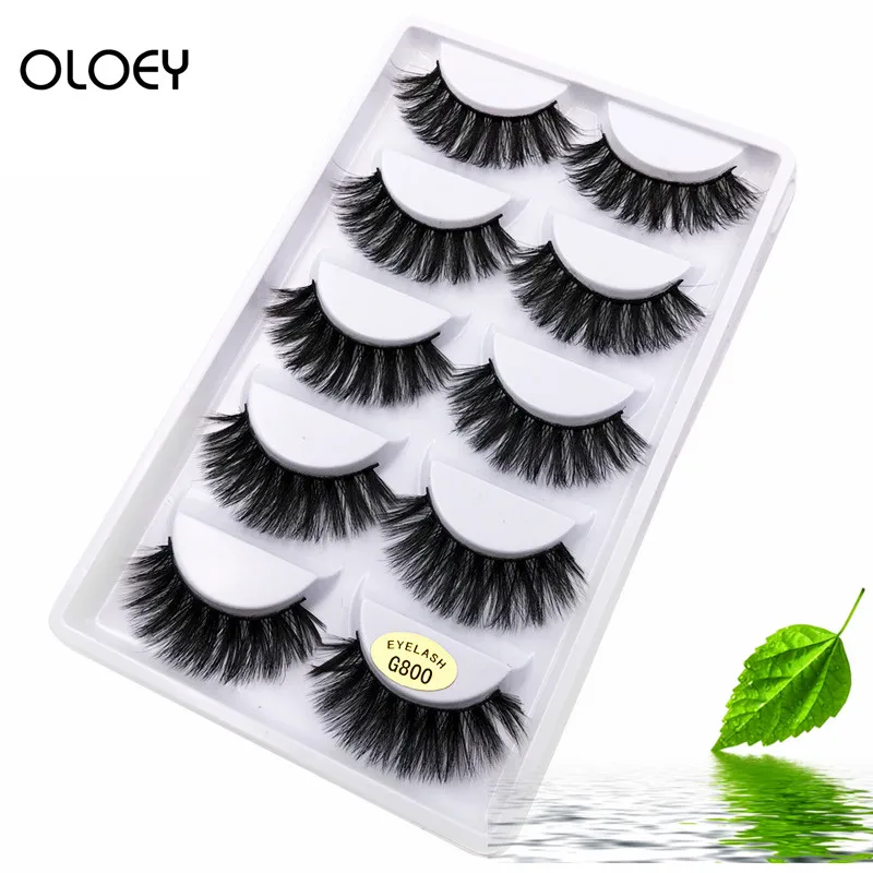 

5 pairs Real Mink Fake eyelashes 3D Natural False Eyelashes Mink Lashes Soft Eyelash Extension Makeup Kit Cilios G800 801 802