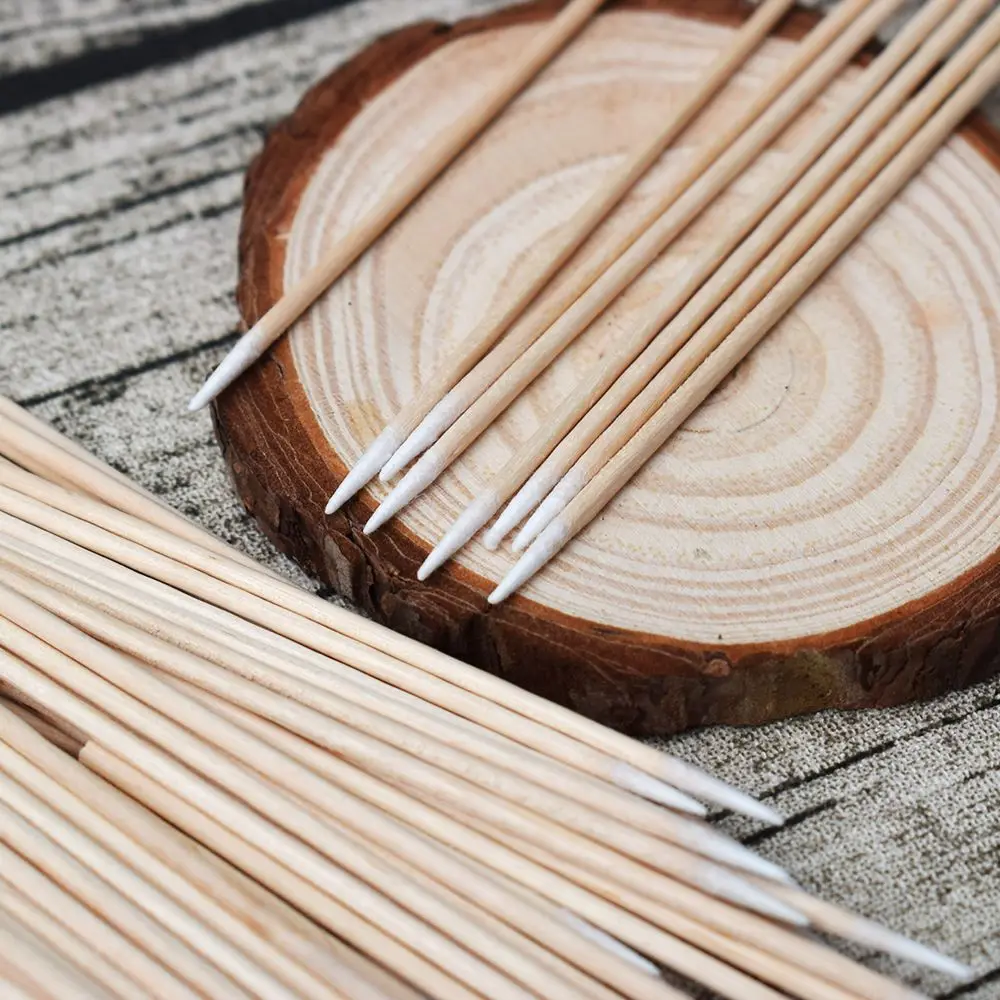 

100PCS Short Wood Handle Small Pointed Tip Head Cotton Swab Eyebrow Tattoo Beauty Makeup Color Nail Seam Dedicated Dirty Picking