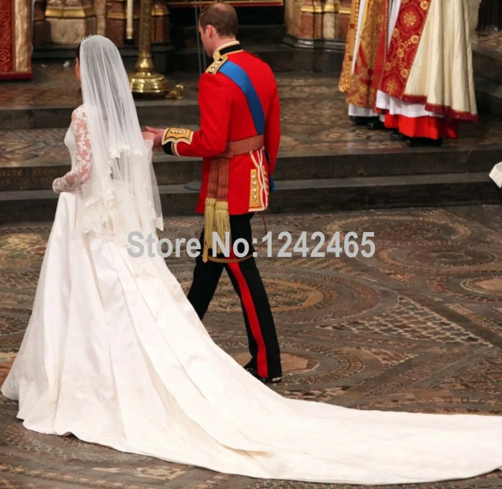 Wedding Wedding Dress Train aliexpress com buy kate middleton wedding gown cathedralroyal train long sleeves satin dress with appliqued