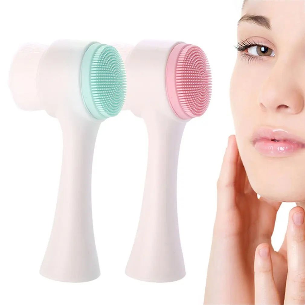 Double Sided Face Cleanser Brush Silicone Face Cleaning Vibration