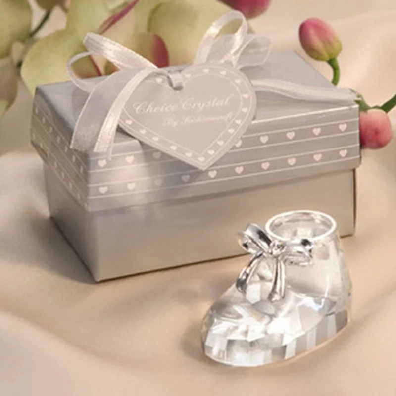 50pcs Christening Return Gifts Choice Crystal Baby Shoe Baptism Souvenir Shower Favor And Gift For Guest | Дом и сад