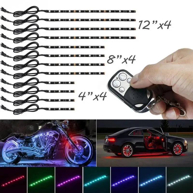 12 шт. RGB светящийся светильник светодиодный неоновый освещение для садовых дорожек мотоциклов