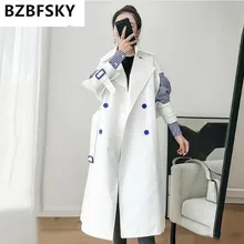 BZBFSKY Patchwork Striped Trench Coat For Women Windbreaker Lapel Slim 2019 Spring Autumn Windbreakers Korean Fashion Clothes