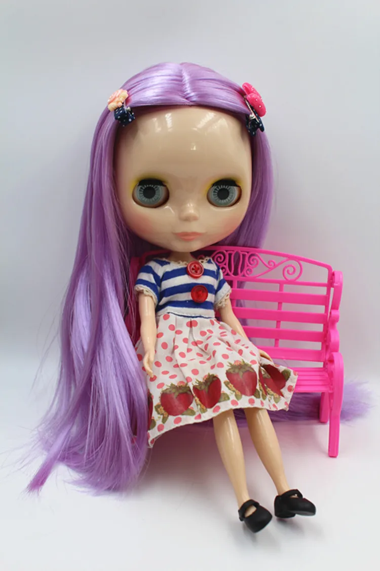 

Blygirl Doll Purple medium hair Blyth body Doll Fashion can change makeup