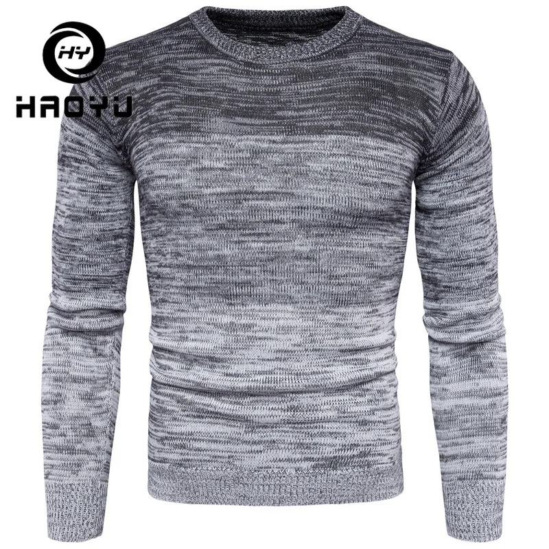 Men Sweater New Fashion Pullover Casual Men Winter O Neck Gradient 3 Color Male Sweaters M-3XL Knitted Warm Sweaters HAOYU