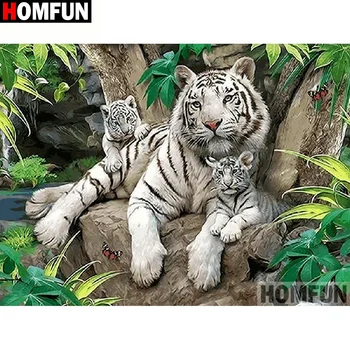

HOMFUN Full Square/Round Drill 5D DIY Diamond Painting "Animal tiger"3D Diamond Embroidery Cross Stitch Home Decor A19971