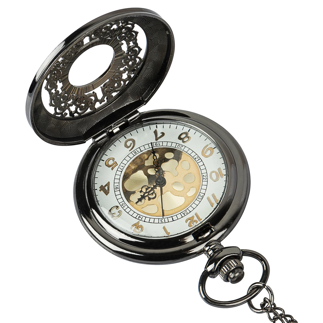Vintage Bronze Pocket Watch Roman Numerals Quartz Necklace Pocket Fob Watches Chain Men Women Clock 4