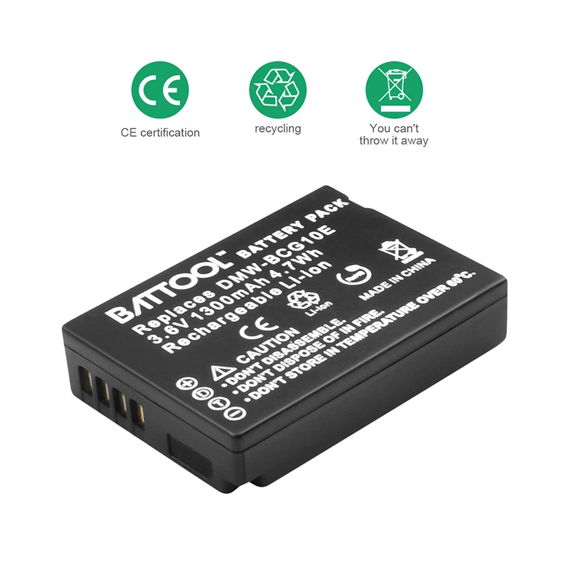 Billig BATTOOL 1300mAh Akkus für Panasonic Lumix DMW BCG10 BCG10E DMC 3D1 DMC TZ7 DMC TZ8 DMC TZ10 DMC TZ18 DMCTZ19