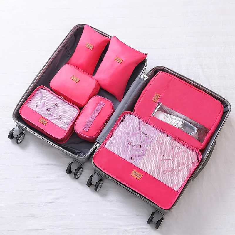

7Pcs/set Trip Luggage Organizer Clothes Finishing Kit Storage Bag Cosmetic toiletry Storage Bag Home Travel Accessories XA774Wb