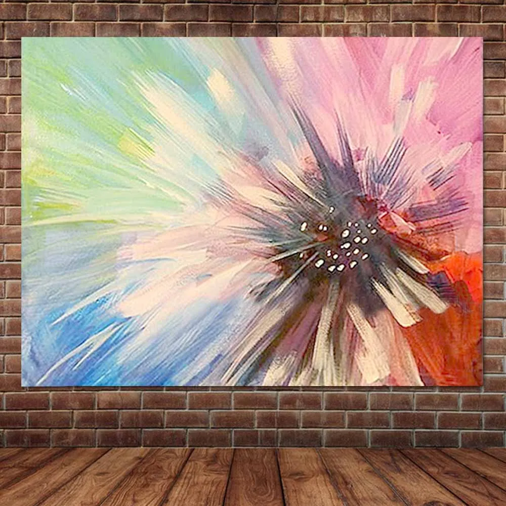 

Hand Painted Modern Canvas Abstract Pink FLower Oil Painting on Canvas Pink Flower Wall Art Picture Living Room Home Wall Decor