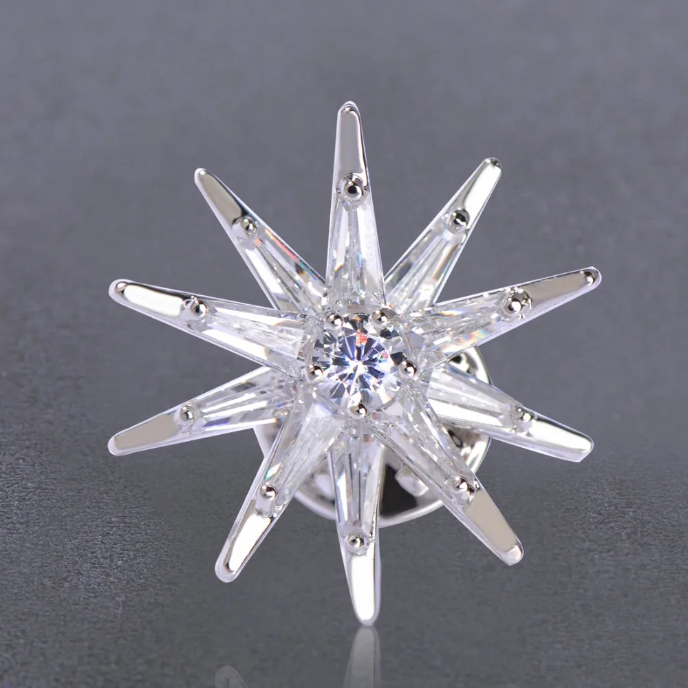 Блестящая брошь в форме звезды Funmor золотистая Медная с микро инкрустацией и