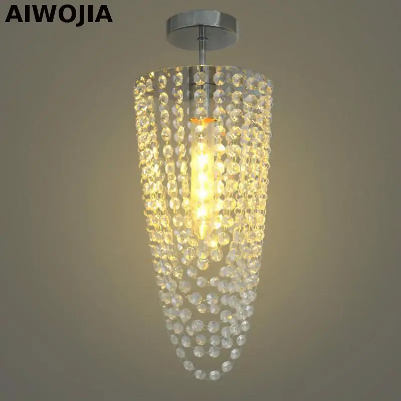 

LED 1-light Chrome K9 Modern crystal chandelier lighting D17*H45cm AC110V-256V Transparent color Led Lights For Home