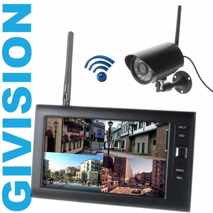 7 inch 2.4G LCD Wireless camera DVR Monitor Audio Video Baby Monitors 4CH Quad Security DVR