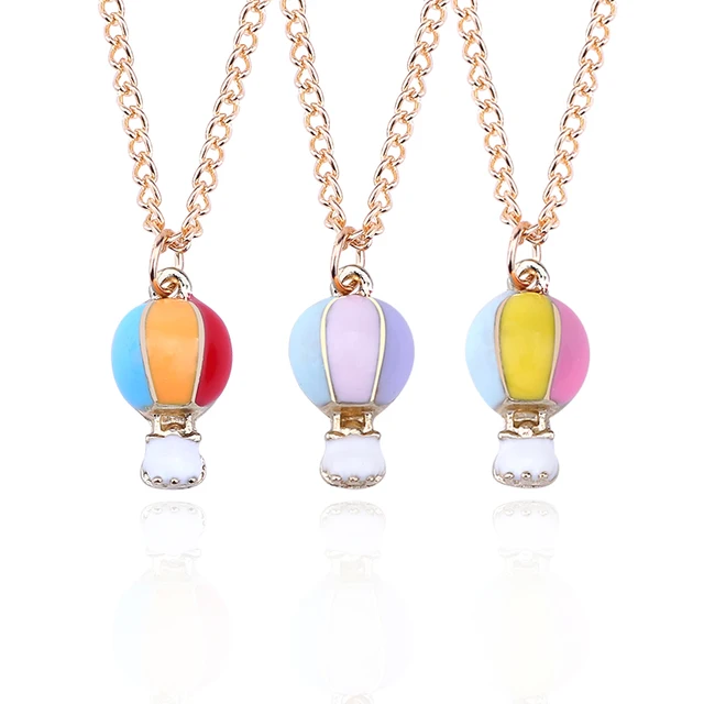 Creative New Jewelry Color Three Drip Hot Air Balloon Necklace Creative New Jewelry Color Three Drip Hot Air Balloon Necklace Personality Good Friend Wild High Quality Pendant Ornaments