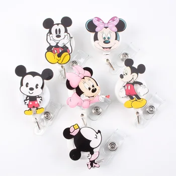 

1Pcs/lot Acrylic Cartoon Animal Retractable Badge Reel Doctor nurse Badge Holder Reels 2019 New hospital Office supplies