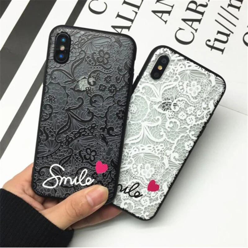 

Lace Flower Case For Huawei P20 Lite iphone X 8 7 6 6S Plus Hard PC+TPU Back Cover For Samsung Galaxy S9 S8 S7 A8 2018 J530 A520