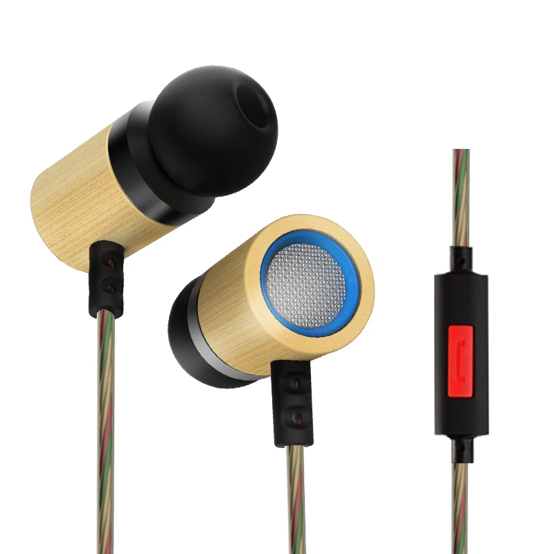 KZ ED7 бамбуковые наушники с эффектом дерева микрофоном 3 5 мм HD HiFi в ухо гарнитура