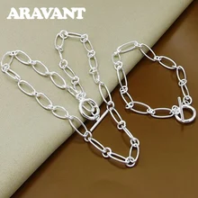 925 Серебряный ювелирный набор ожерелье браслет набор для женщин вечерние ювелирные изделия подарок