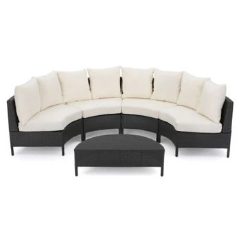 

Hot sale all weather outdoor furniture black curved sofa set garden wicker sofas