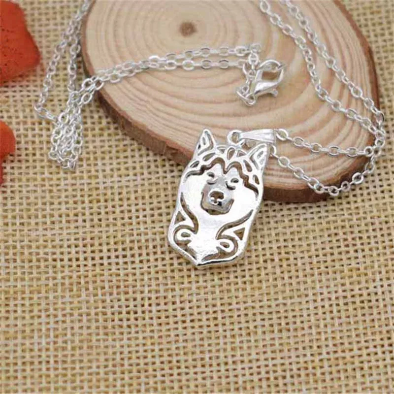 

LPHZQH trendy cute Dainty Husky necklace for Women Siberian Alaskan Malamute Akita pendant necklace collars Jewelry gift punk