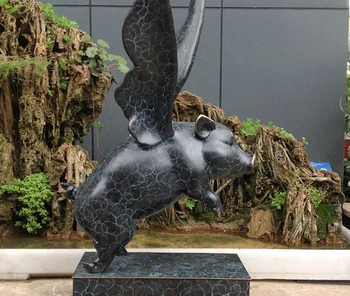 

Art Deco Sculpture A Pig With Wings Bronze Statue