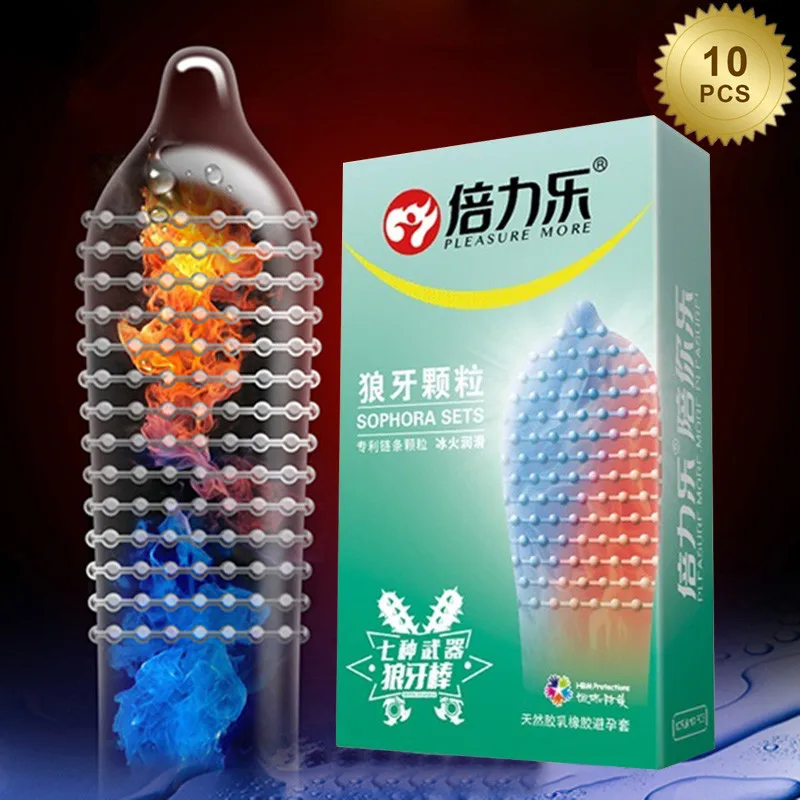 10PCs Big Particle Ice Fire Condom Male Penis Sleeve Dotted Condoms Vagina Massage Latex G Point Couple Sex Products | Красота и