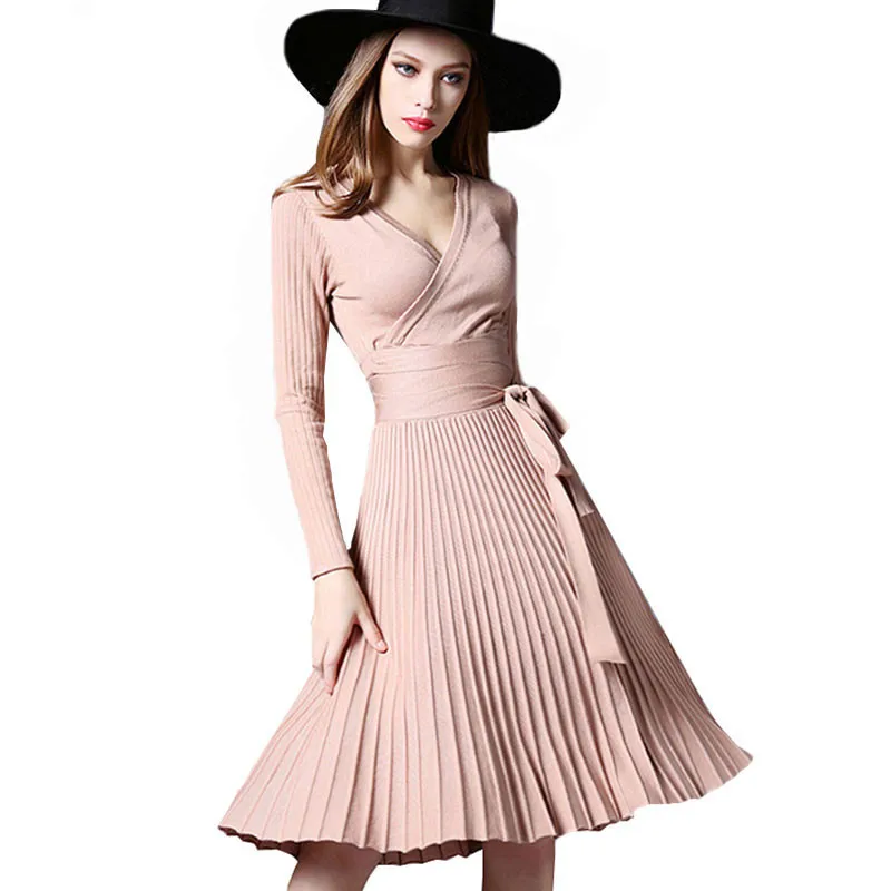 Зимнее весеннее женское элегантное вечернее платье винтажное декоративный пояс с v-образным вырезом бодикон платье размера плюс офисное платье Vestidos
