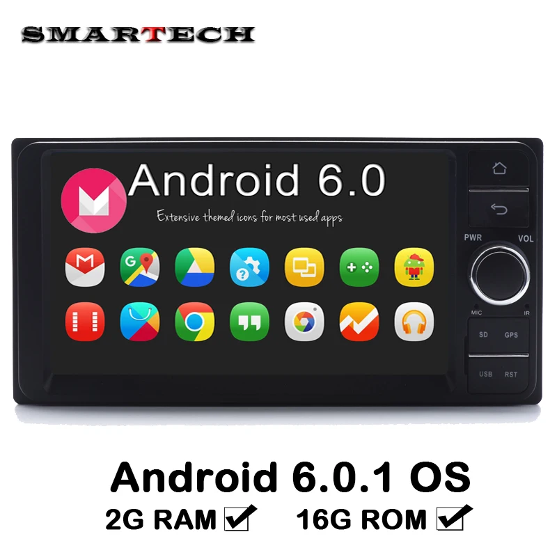 

SMARTECH 2 Din 7 Inch Universal For Toyota Car Radio GPS Navigation Stereo Audio Player Android 6.0 Car Tap PC Tablet 2GB RAM