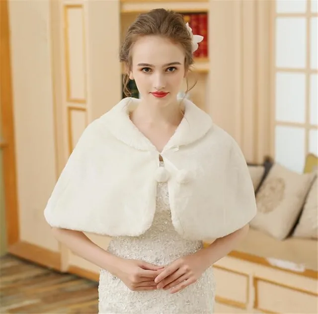 Best Product 2018New Women's Capes White Velvet Cloak Winter Coat Banquet Short Cloak Lapel 
