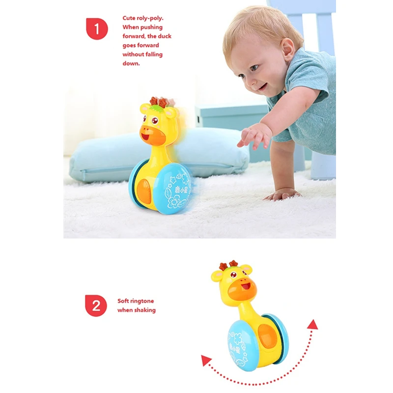 Кукла-тумблер с жирафом Roly-Poly, детские игрушки, Милый Колокольчик, музыкальные мобильные телефоны, Обучающие Развивающие детские погремушки, игрушки для новорожденных 3-12 месяцев