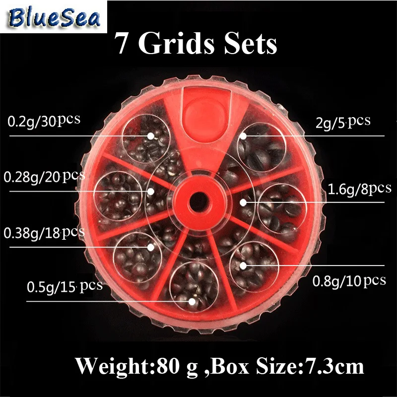 

BlueSea Fishing Sinkers Open Bite Clip Lead Open Fishing Lead Sinkers Box Removable Round Split Shot Kit Open Pure Lead Fishing