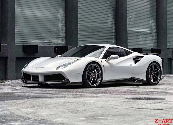 Z-ART, боковые юбки из углеродного волокна для Ferrari 488, боковые лезвия из углеродного волокна для Ferrari 488, боковой спойлер-паук для Ferrari 488 GTB