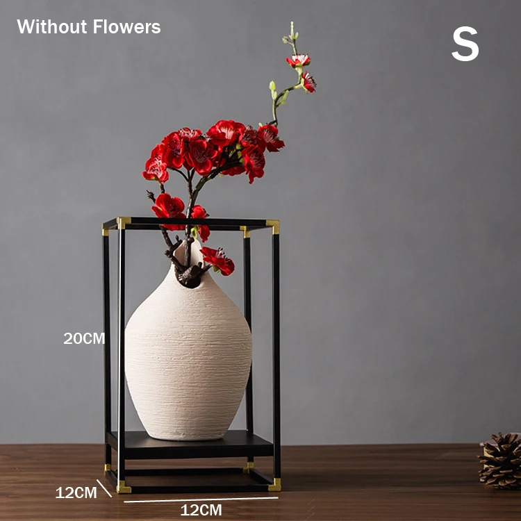 Креативная ваза для цветов, европейская ваза для украшения интерьера, ваза для цветов, декоративная железная стойка Floreros De Decoracion - Цвет: white S