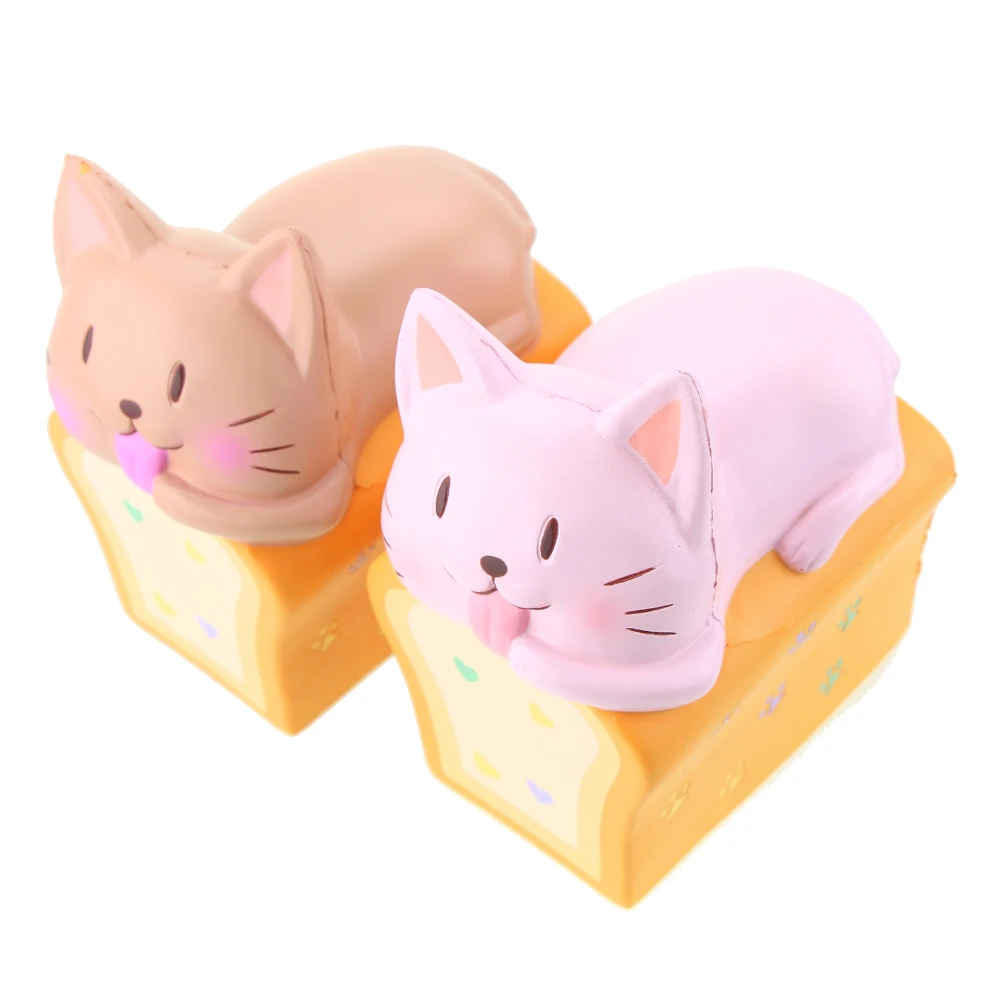 2 цвета Jumbo Squishy Cat Toast Kitty хлеб медленный рост игрушки животные стресс-рельеф игрушки искусственная еда мягкие игрушки подарок для детей