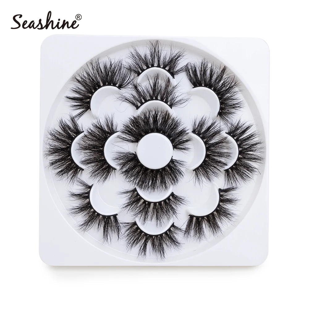 

1 Tray 7Pairs 3D Real Mink 25MM Lashes Luxury Mink Strip Custom Packaging Dramatic Lashes Free Shipping