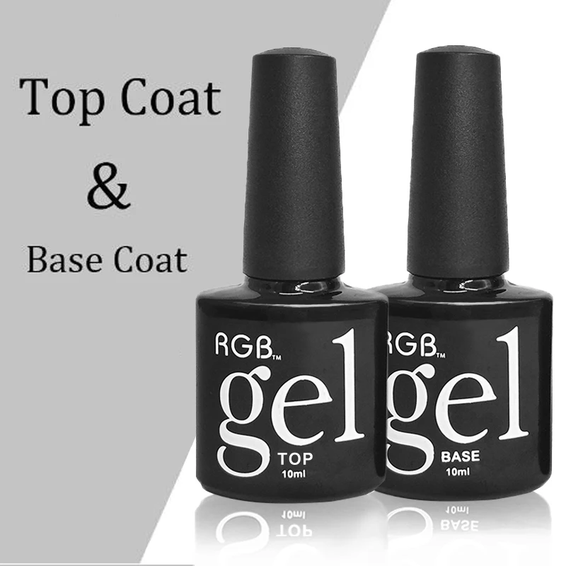 База и топ гель лак для ногтей Дизайн manicure10ml Soak Off эмали Гель-лак Led УФ Полирующие средства лак черный флакон чистого Цвета длительный Топ Базовый топ без липкого слоя покрытие