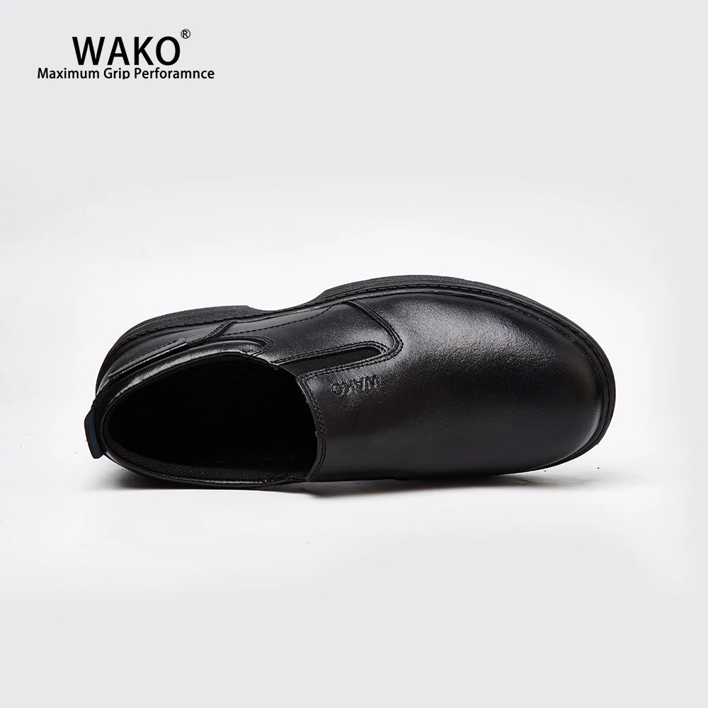 WAKO Men Women Cowhide Chef Shoes Non-Slip Kitchen Leather Material Work Shoes Anti-Skid Cook Clogs Safety Breathable Black 9816 WAKO Men Women Cowhide Chef Shoes Non-Slip Kitchen Leather Material Work Shoes Anti-Skid Cook Clogs Safety Breathable Black 9816