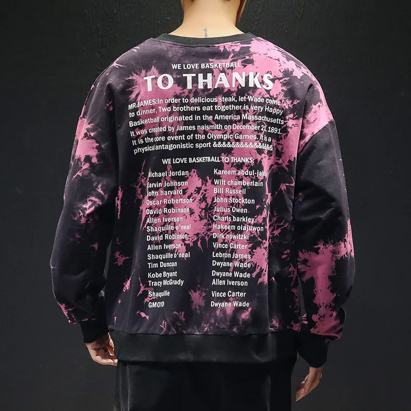 

Men's Sweatshirt 2019 Autumn Winter Sweatshirts Male TO TAHNKS O-Neck Pullovers Hip Hop Streetwear Tie Dyeing Loose Big Size 5XL