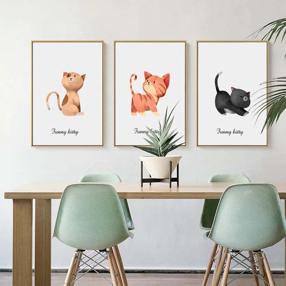 

Posters and Prints Canvas Art Painting Wall Art Nursery Decorative Picture Nordic Style Kids Decoration interesting Cat