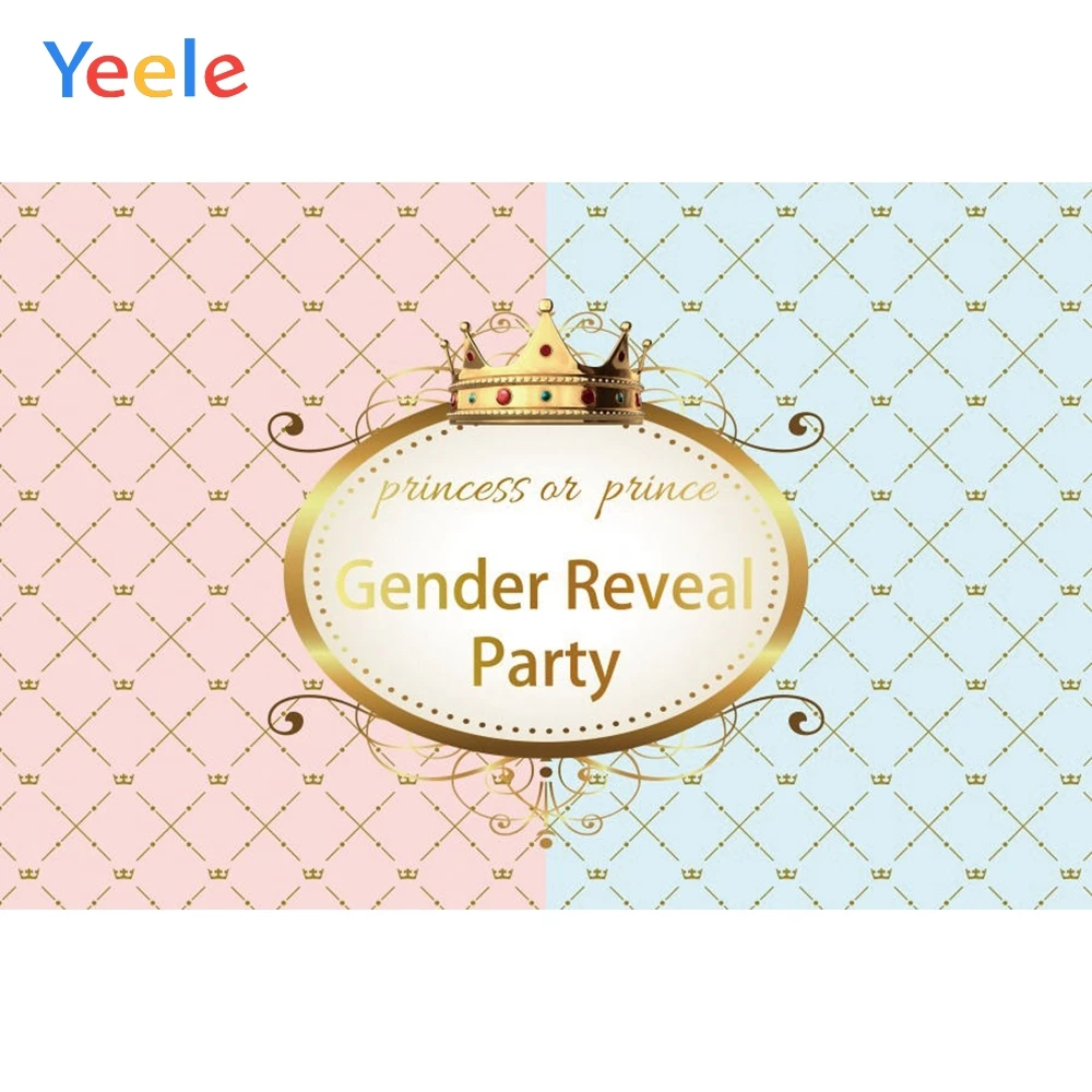 

Yeele Baby Shower Gender Reveal Party Photography Backgrounds Princess Or Prince Crown Photographic Backdrop For Photo Studio